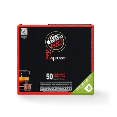 Imagen de Caffé Vergnano 1882 Èspresso cápsulas Café Compatibles Nespresso y Compostables, Cremoso Pack 50