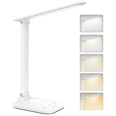 Imagen de BICKON Lampara Escritorio LED Plegable &amp; Portátil, 5 Modos y Luminosidad Ajustable, Cuidado Ocular con USB, Función de Memoria, Temporizador