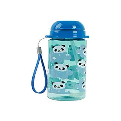 Imagen de I Drink botella de agua 400 ml para niños con diseños inferiores pajita, sin BPA, reciclable (PANDA)