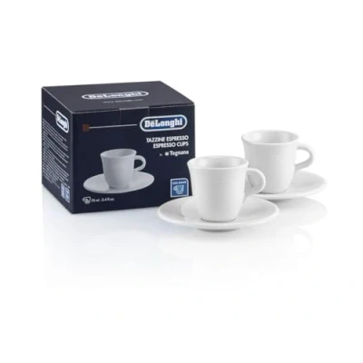 Imagen de Taza De&#039;Longhi DLSC308, Pack 2 tazas, Para espresso, Porcelana, 0.07 l, Blanco