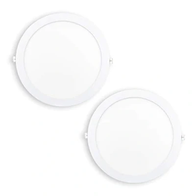 Imagen de Popp® Pack x2 Placa Downlight LED Techo Empotrable Circular 24W Luz Calida 3000K 2160Lumenes Corte de Ø280mm chip LUMILEDs, para cocina,pasillos,domitorio,salón(3000K, 24W)
