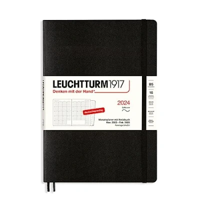 Imagen de LEUCHTTURM1917 367570 Composition (B5) 2024 Planificador mensual y cuaderno (16 meses, tapa blanda), color negro