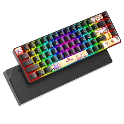 Imagen de Portátil 60% Mecánico Keyboard 18 Chroma RGB retroiluminado Mini Compacto 68 Teclas Dye Sublimación Anime PBT Teclado con Llaves llenas Anti Ghosting Compatible PS4, PS5, Xbox, PC