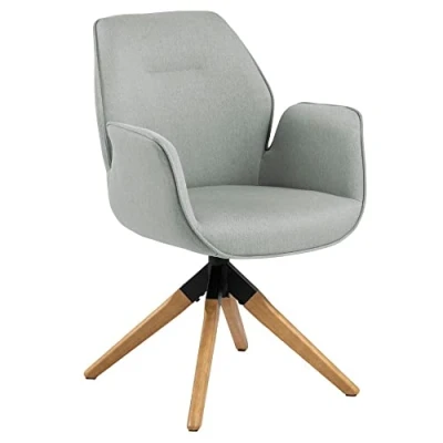 Imagen de AC Design Furniture Aurelia Silla de Comedor con reposabrazos, Madera, Gris Claro/Aspecto Roble, H: 91 x B: 60,5 T: 58,5 cm