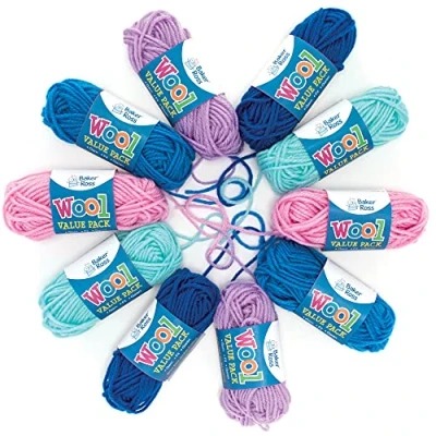 Imagen de Baker Ross FE884 Paquete Económico de Lana Colores Invierno 10, Hilo Tejer para Artes, Suministros Niños la Introducción a Costura