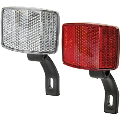 Imagen de cyclingcolors Reflectores Bicicleta MTB Delantera Blanco + Trasero Rojo ángulo Ajustable Reflector Reflectante