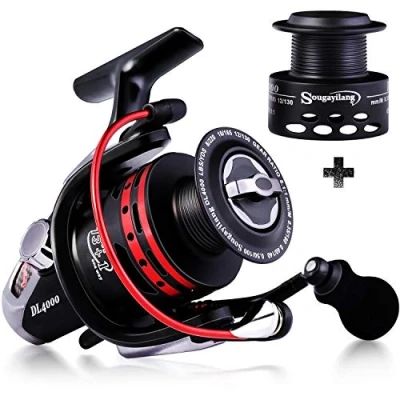 Imagen de Sougayilang Carretes de pesca potentes 13+1BB, carrete giratorio ultra suave para agua salada o dulce, feroz DL 4000