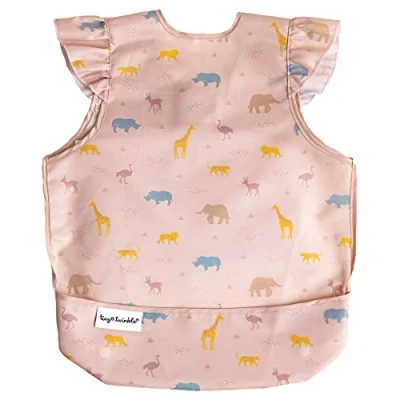 Imagen de Tiny Twinkle Mess Proof Baby Bib Waterproof Apron Machine Washable PVC, BPA, &amp; Phthalate Free Great Travel for Eating Food Bibs (Petite Safari, Large 2 4 Years)