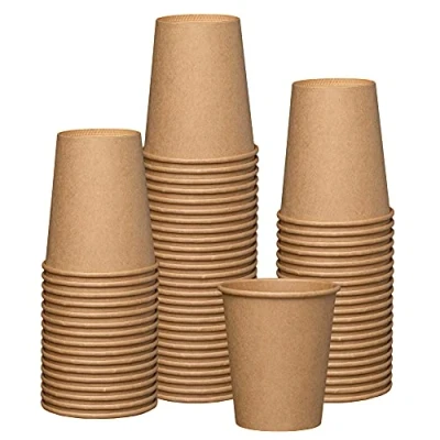 Imagen de Comfy Package [8 oz. 240 ml 100 unidades] Vasos desechables de papel kraft, para café caliente marrón sin blanquear ecológicos.