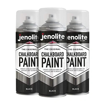 Imagen de JENOLITE Aerosol de pintura pizarra negra 3 x 400 ml, ideal para crear superficies escritura, fácil aplicación proyectos en el hogar u oficina