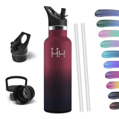 Imagen de HoneyHolly Botella Termica 750ML, Reutilizable Sin BPA, Agua Acero Inoxidable, Aislamiento Al Vacío de Doble Pared, Cantimplora para Adultos, Deporte, Oficina, Yoga