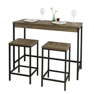 Imagen de SoBuy OGT30 N Set de Mesa y taburetes Estilo Industrial Alta Bar + 2 Juego Barra ES