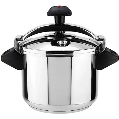 Imagen de MAGEFESA ® Inoxtar olla a presión rápida de 8 litros, fabricada en acero inoxidable 18/10, apta para todo tipo cocinas, incluido inducción, 3 sistemas seguridad, fondo termodifusor, express