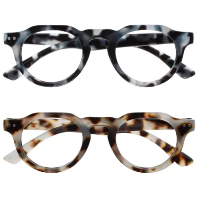 Imagen de OPULIZE RIO Gafas de Lectura con Filtro Luz Azul Pack 2 Montura Parte Superior Plana Carey Marrón, Hombre y Mujer BB53 23 +2.50