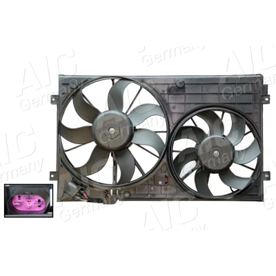 Imagen de AIC 54589 Ventilador de radiador 360/295 12 eléctrico con bastidor (armazón) electromotor VOLKSWAGEN: Passat B6 Berlina, Golf 5, Touran I