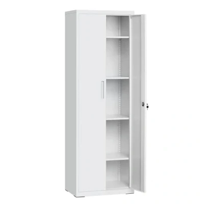 Imagen de SONGMICS Armario de Almacenamiento Acero, Multiuso, con 5 Baldas, Puertas Dobles, Cerradura, Armaio Herramientas, Baldas Ajustables, para Garaje, Estudio, Gris OMC014G01