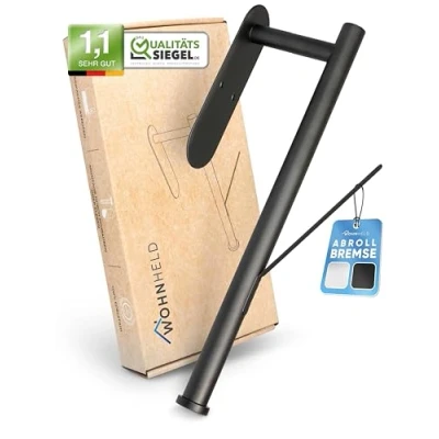 Imagen de Soporte para rollos de cocina sin taladrar [con freno desenrollador] con una sola mano rasgar y no rodar el rollo cocina, negro, acero inoxidable,