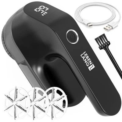 Imagen de LEBENLANG afeitadora eléctrica de pelusa, 2000 mAh, incluye indicador LED y cepillo limpieza, hasta 2 horas duración, pelusa para ropa, quitapelusas, ropa