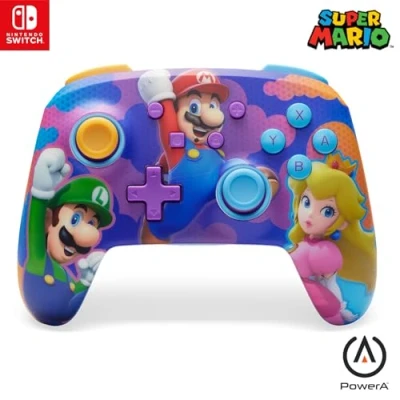 Imagen de mando inalámbrico mejorado PowerA para Nintendo Switch Héroes salpicados de color, modelo OLED, Lite, gamepad, juego, Bluetooth
