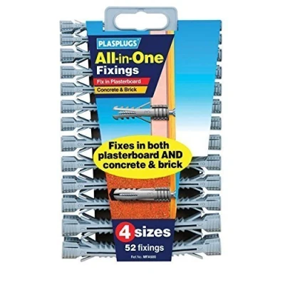 Imagen de PLASPLUGS tout en un Mutli usage Multi Fixations Assorti Taille Mur Prises Résistant Raw Rawl Prise Brique Pierre Ciment Béton Creux cavité Partition Partitionnement Placoplâtre Profes