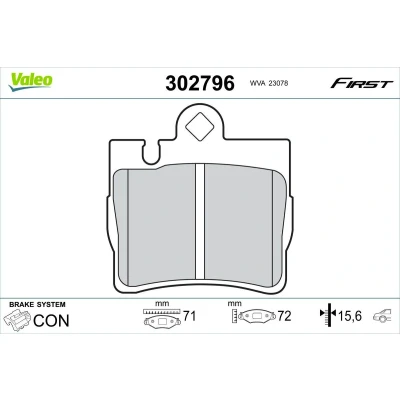 Imagen de VALEO 302796 Juego de pastillas freno Eje trasero excl. contacto avisador desgaste sin tornillos, Chapa antichirridos