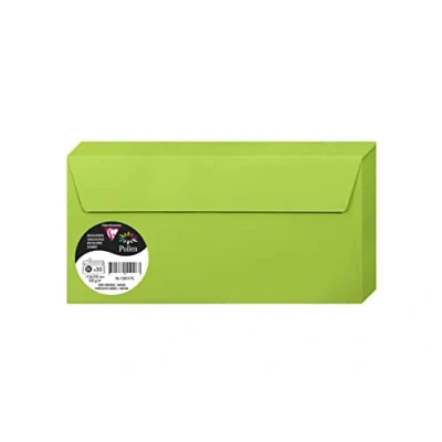 Imagen de Clairefontaine 120017C Paquete de 50 Sobres Autoadhesivos Formato DL 11x22cm 120g/m² Color Verde Menta Invitaciones a Eventos y Correspondencia Gama Pollen Papel Premium