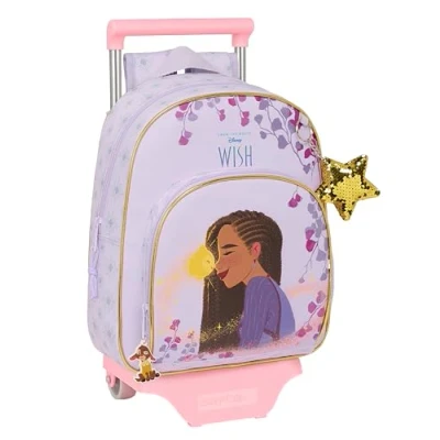 Imagen de Safta WISH Mochila Infantil con Carro 705, Ideal para Niños de Diferentes Edades, Cómoda y Versátil, Calidad Resistencia, 28x10x34 cm, Color Lila