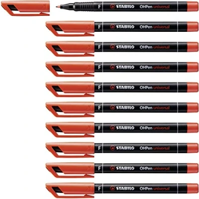 Imagen de Marcador permanente STABILO OHPen Caja con 10 unidades Color rojo Punta fina