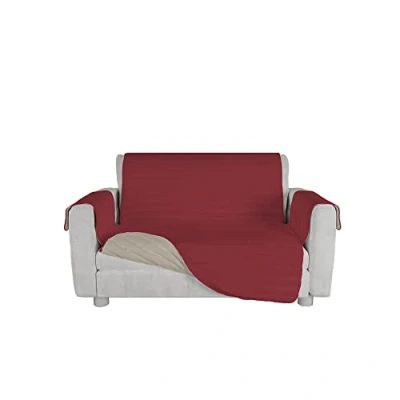 Imagen de Italian Bed Linen Funda de sofá Bicolor Microfibra Trendy, Bordeaux/Crème, 2 plazas