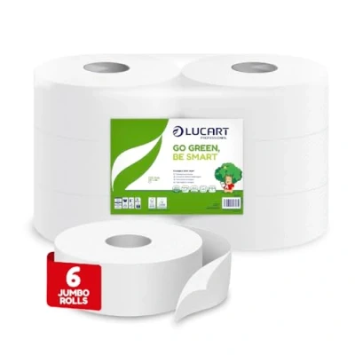 Imagen de Lucart Professional, Eco Friendly Jumbo rollos de papel higiénico, 2 capas, 1 paquete 6 y TOPMAIN Crema lavado manos Fórmula limpiadora, hidratante suavizante Aroma floral 5L