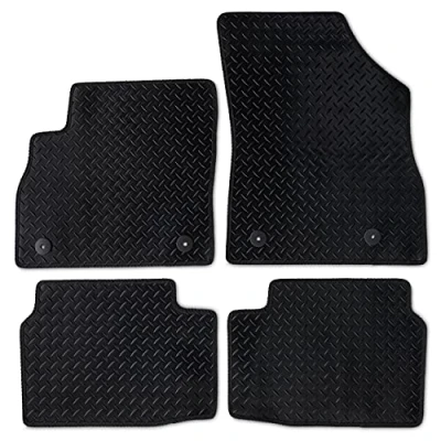 Imagen de Safe Travel Alfombrillas de coche a medida, goma muy resistente 3 mm, con enganches seguridad para Opel Astra (de 2015 en adelante), 4 unidades, adornos negro