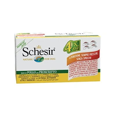 Imagen de Schesir Filete de Pollo para Perros con Pavo, Comida húmeda Perros, 6 x 4 latas 85 g