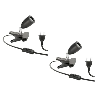 Imagen de ledscom.de 2 unid. lámpara de pinza LIK, interruptor, negro mate, 1x E27 máx. 60W