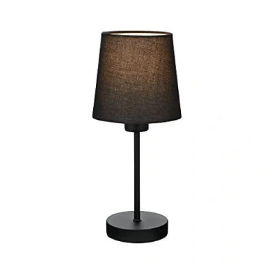 Imagen de BRILONER lámpara de mesa, mesita noche, escritorio, 1 x E14, incluye interruptor cable, pantalla tela, color negro, 100 314 mm (diámetro altura).