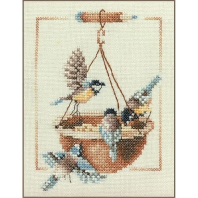 Imagen de LANARTE Zählmusterpackung Futterstelle &amp; Vögel Kit de Punto Cruz, Cotton, Colores Variados, ca. 12,5 x 15,5 cm / 5&quot; 6,2&quot;
