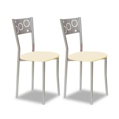 Imagen de ASTIMESA SCPRBE Dos sillas de Cocina, Metal, Beige, Altura Asiento 45 cms