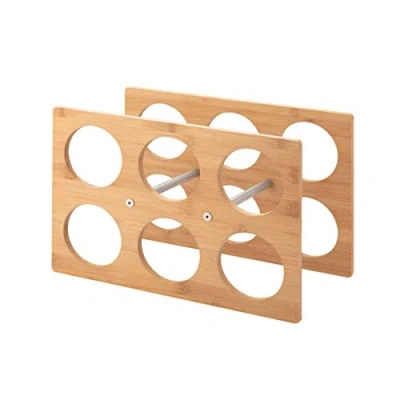 Imagen de axentia 132893 Botellero, bambú/Acero Inoxidable, Madera/Plateado, Aprox. 35 x 24 17,5 cm