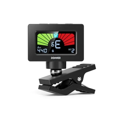 Imagen de Donner Afinador de Guitarra Magnético con Pantalla LCD a Color para Acústica/Eléctrica Ukelele Bajo Violín Banjo Afinación DT 10 Negro