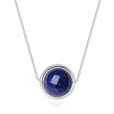 Imagen de COAI Collar de Mujer Plata Ley 925 con Colgante Circular Lapislázuli