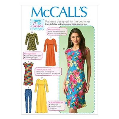 Imagen de McCall&#039;s M7122 0Y0 Pattern 7122 Y, túnica para Mujer, Vestidos Y Leggings, Tallas XSM (4 6) SML(8 10) Med(12 14), Algodón, Multicolor, Size (X Small Medium) US