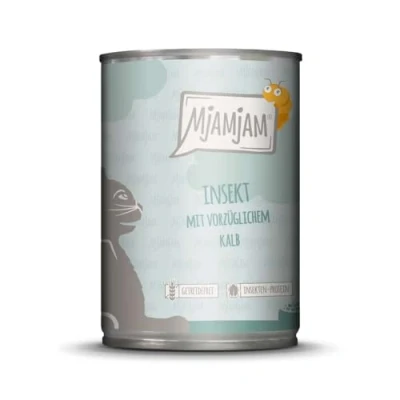 Imagen de MjAMjAM comida húmeda premium para gatos insecto con excelente pantorrilla, pack de 6 (6 x 400 g), sin cereales proteína