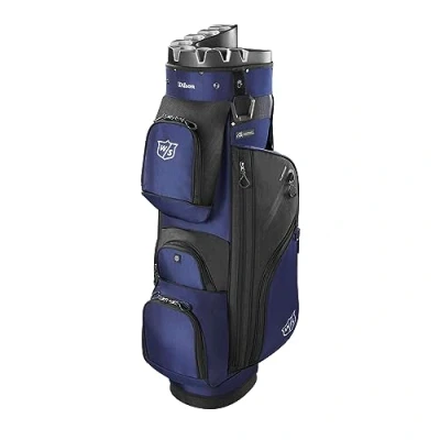 Imagen de Wilson Staff Bolsa de Golf, i Lock 3 Cart Bag, Trolley, 14 Compartimentos para Varios Palos Azul marino/Negro