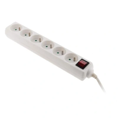 Imagen de Enexo Regleta de enchufes con cable e interruptor (6 tomas, 16 A, 1 m) Color blanco.