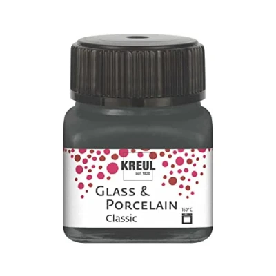 Imagen de KREUL 16231 Vidrio Gris clásico, en Bote, Pintura Brillante al Agua para y Porcelana, de Secado rápido, Opaca, Color Gray, 20 ml (16231)