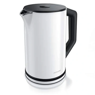 Imagen de arendo Hervidor de Agua Eléctrico Acero Inoxidable con Ajuste Temperatura 40C a 100C 1,5 litros 2200 W Modelo Elegant Diseño Doble Pared Libre BPA Blanco