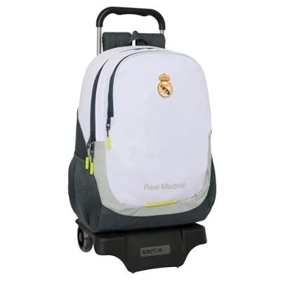 Imagen de Safta REAL MADRID EQUIPACIÓN 25/26 Mochila Escolar con Carro, Ideal para Niños de Diferentes Edades, Cómoda y Versátil, Calidad Resistencia, 33x15x43 cm