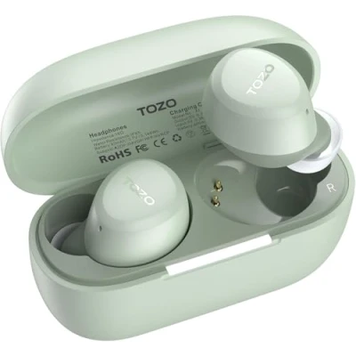 Imagen de TOZO A1 2024 Nuevo Auriculares Inalámbricos Bluetooth 5.3 con ORIGX Acústico 32H Reproducción EQ Ajuste Ultraligero USB Tipo C IPX5 Verde