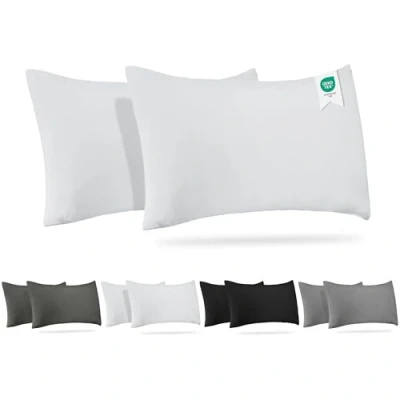 Imagen de Barbons Funda de Almohada 40x60 Blanco Juego 2 100% Algodón Jersey, Cojin para Cama Protector 40 x 60 cm