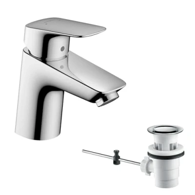 Imagen de hansgrohe Logis grifo lavabo con vaciador automático, monomando 67 mm, mezclador ahorro de agua (EcoSmart), cromo, 71070000