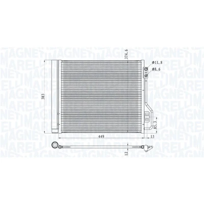 Imagen de MAGNETI MARELLI 350203854000 Condensador con secador 433x374,6x12 374,6 433 12 SMART: Fortwo II Coupé, Cabrio